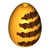 Food Egg with 1.5mm Hole with Dark Red/Reddish Brown Bee /Wasp Stripes print Bright Light Orange