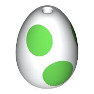 Food Egg with 1.5mm Hole with Bright Green Spots Print White