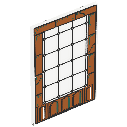 Glas für Fenster 1 × 4 × 5 mit braunem Backsteinrand (bedruckt)