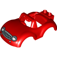 Duplo Car Body with Windscreen Frame with White Headlights Print Rot