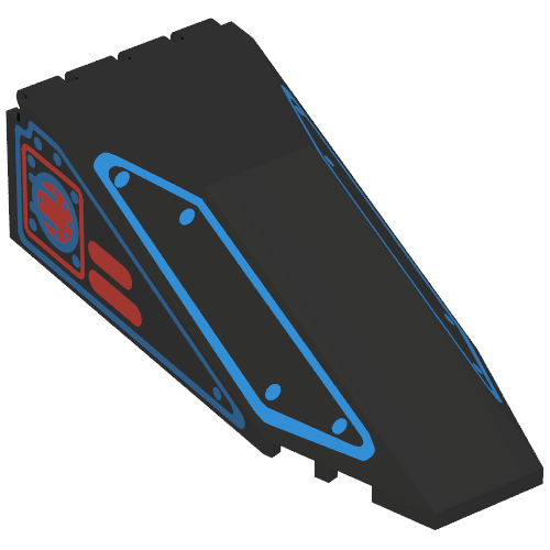 Windscreen 10 × 4 × 2 1/3 Canopy with Blue Outlines and Red Square Print Schwarz
