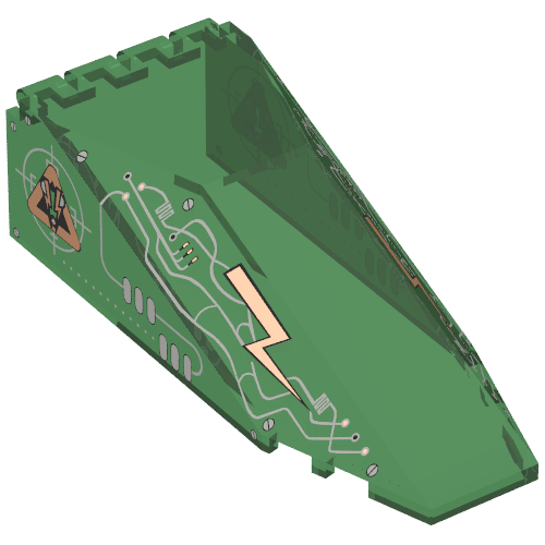 Windscreen 10 × 4 × 2 1/3 Canopy with Insectoids Silver / Copper Circuitry Print Transparent-Grün