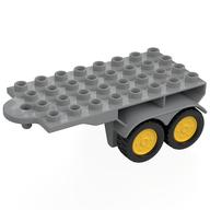 Duplo Trailer Flatbed 4 × 8 with Hook and 4 Yellow Wheels Light Bluish Gray