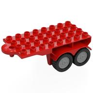 Duplo Trailer Flatbed 4 × 8 with Hook and 4 Light Bluish Gray Wheels Red