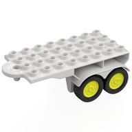 Duplo-Anhänger Flachbett 4 × 8 mit Haken und 4 leuchtend gelben Rädern