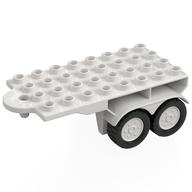 Duplo Trailer Flatbed 4 × 8 with Hook and 4 White Wheels White