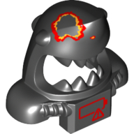 Mask Shark Head with Wide Open Mouth with Red and Yellow Markings, and Front Panel with Red Battery Print Black