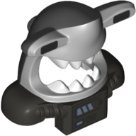 Mask Shark Head with Dark Bluish Gray Back, Extended Eyes, White Teeth, Pearl Titanium Shoulder Pads, and Front Battery Panel Print Hellblaugrau
