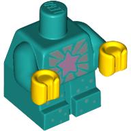Baby / Toddler Body with Fixed Arms and Yellow Hands Sparkle Baby with Pink Star, Silver Rays and Spots Dark Turquoise