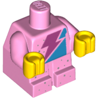 Baby / Toddler Body with Fixed Arms and Yellow Hands Sparkle Baby with Pink on Turquoise Lightning and Silver Spots Bright Pink