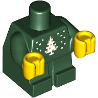 Baby / Toddler Body with Fixed Arms and Yellow Hands with Christmas Tree Print Dunkelgrün