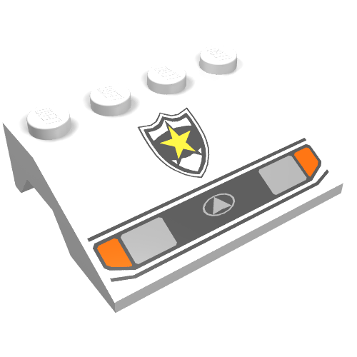 Wheel Arch, Mudguard, Slope 3 × 4 with Police Yellow Star Badge/Lights Print White