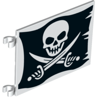 Flag 6 × 4 with Clips with Skull with Crossed Cutlasses (Jolly Roger) Print on Both Sides Weiß