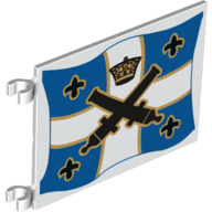 Flag 6 × 4 with Clips with Crossed Cannons over Blue and White Cross with Yellow Outline Print on Both Sides White