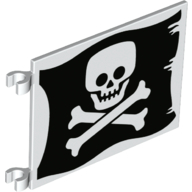 Flag 6 × 4 with Clips with Skull and Crossbones (Jolly Roger) print Weiß