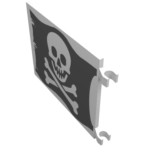 Flag 6 × 4 with Clips with Skull and Crossbones (Jolly Roger) Print White