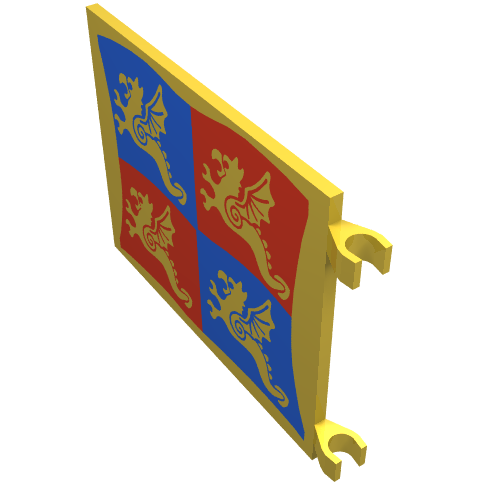 Flag 6 × 4 with Clips with Blue and Red Dragon Print Yellow