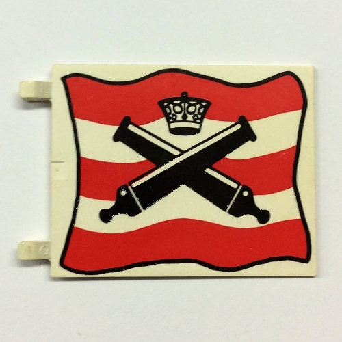 Flag 6 × 4 with Clips with Crossed Cannons over Red Stripes Print White