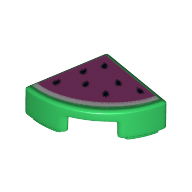 Tile Round 1 × 1 Quarter with Dark Pink Watermelon Print Grün