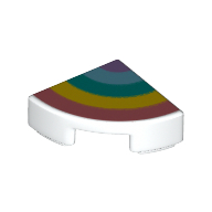 Tile Round 1 × 1 Quarter with Rainbow print White