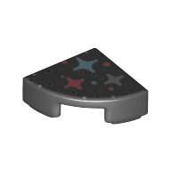 Tile Round 1 × 1 Quarter with Blue, Pink, Silver star print Black