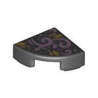 Tile Round 1 × 1 Quarter with Lavender, Bright Light Orange Decoration print Black