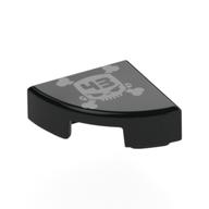 Tile Round 1 × 1 Quarter with Silver Skull, '43' print Black