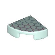 Tile Round 1 × 1 Quarter with Scales print Light Aqua
