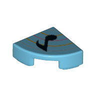 Tile Round 1 × 1 Quarter with Single Black Music Note, Blue Lines Print Medium Azure
