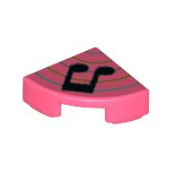 Tile Round 1 × 1 Quarter with Double Black Music Note, Blue Lines Print Koralle