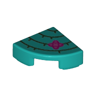 Tile Round 1 × 1 Quarter with Cactus print Dark Turquoise