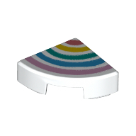 Tile Round 1 × 1 Quarter with Rainbow Print Weiß