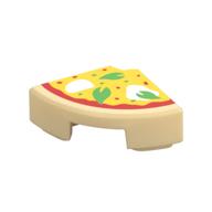 Tile Round 1 × 1 Quarter with Pizza print Beige