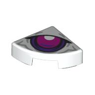 Tile Round 1 × 1 Quarter with Dark Purple/Dark Pink Eye print Weiß