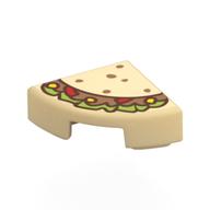 Fliese rund 1 × 1 Viertel mit Taco (bedruckt) in Beige