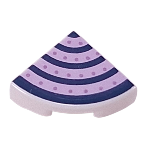 Tile Round 1 × 1 Quarter with Dark Blue/Lavender Stripes, Medium Lavender Dots print White