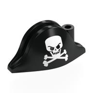 Hat Pirate Bicorne with Evil Skull and Crossbones Print Schwarz