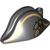 Hat Pirate Bicorne with Gold Captain Print Black