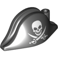 Hat Pirate Bicorne with Skull and Crossed Cutlasses Print Black
