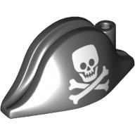 Hat Pirate Bicorne with Skull & Bones print Black