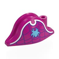 Hat Pirate Bicorne (Admiral) with Bright Light Blue Spider, Dark Purple Webbing, White Border print Magenta