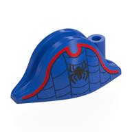 Hat Pirate Bicorne (Admiral) with Black Spider, Webbing, Red Border print Blau