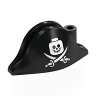 Hat Pirate Bicorne (Admiral) with Cross & Bones, Minifig Skull print Black