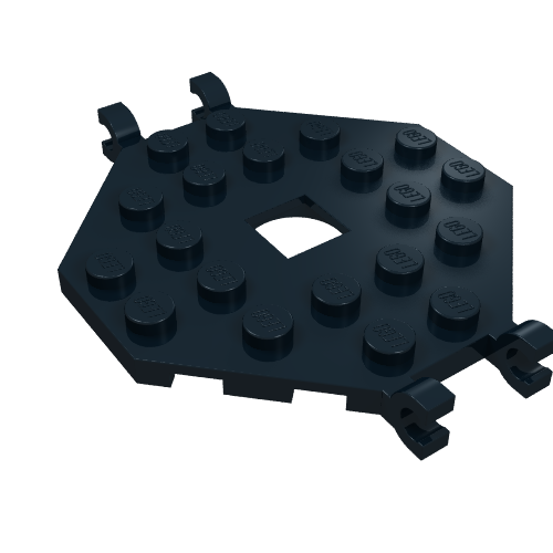 Plate Special 6 × 6 Octagonal with Square Hole and 4 Clips (Boat Mast Platform) Schwarz