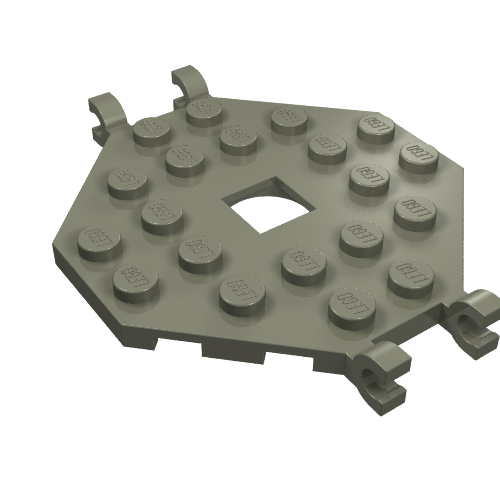 Plate Special 6 × 6 Octagonal with Square Hole and 4 Clips (Boat Mast Platform)