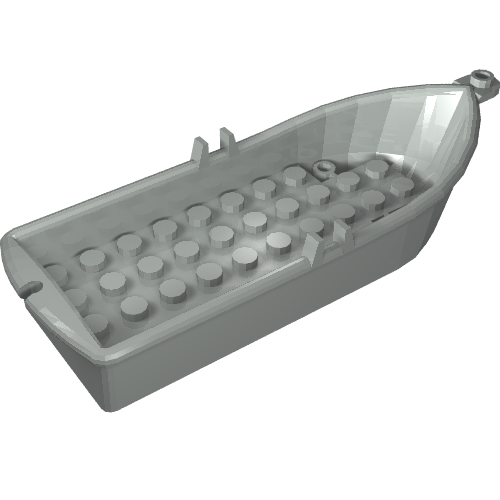 Boat / Rowing Boat 14 × 5 × 2 with Oarlocks [2 Hollow Inside Studs] Light Gray