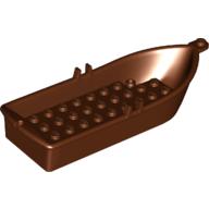 Boat / Rowing Boat 14 × 5 × 2 with Oarlocks [2 Hollow Inside Studs] Rotbraun