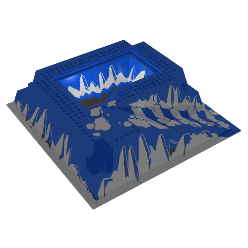 Baseplate Raised 32 × 32 with Ramp and Pit, Ice Print Weiß