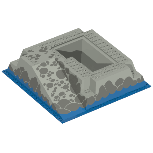 Baseplate Raised 32 × 32 with Ramp and Pit, Water, Gray Stones Print Light Gray