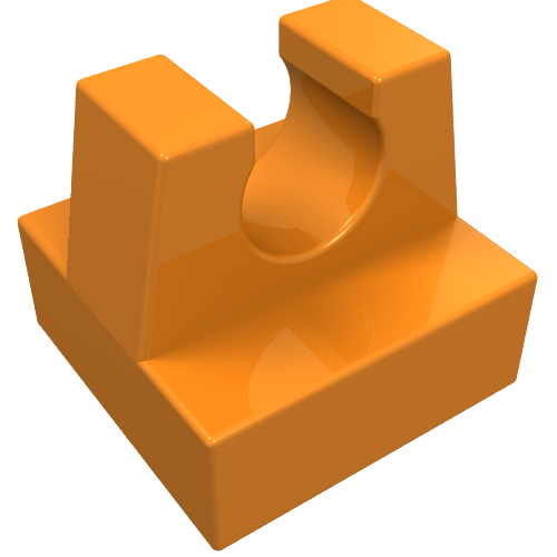 Tile Special 1 × 1 with Clip and Straight Tips Orange